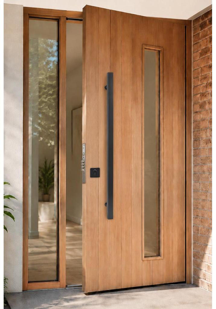 Black Offset Axis Anti-theft Door Lock with 304 Stainless Steel Handle for Wooden Entrance Doors