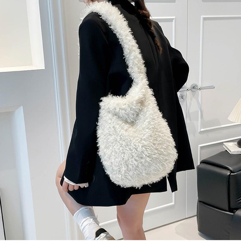 Yogodlns Korean Version Autumn and Winter New Women's Fashionable Versatile Practical Fashion Long-Haired Furry Shoulder Crossbody Bag