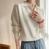 POLO-Kragen Strickpullover Damen Herbst und Winter Modischer Lockerer Pullover Vielseitiger Einfarbiger Freizeitpullover