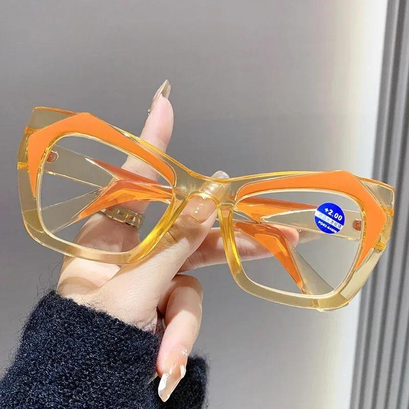 

Модні окуляри для читання у великій оправі унісекс, великі котячі очі, далекозорість, далекозорість, чоловіки, жінки, ретро, ​​стильні окуляри для далекозорості +0 помаранчевий