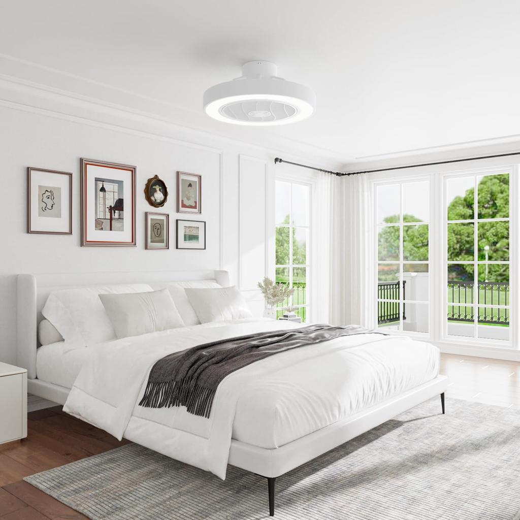 APPOLYN Ceiling Fan Light, LED Ceiling Light, Air Circulation Fan with Dimmable Light, Color Change, and Rotating Blades, Timer Included, Suitable