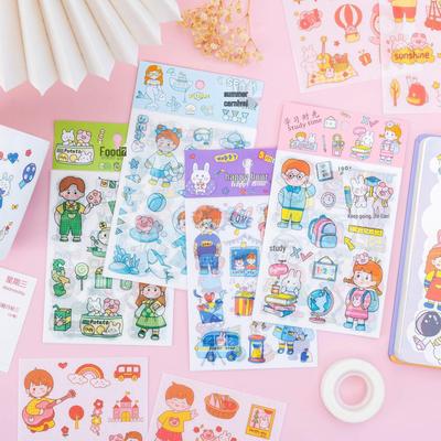 24 Cartoon Diary & Paper Stickers: Girly Food Theme, Happy Time Stationery, 4 Decorative Sheets