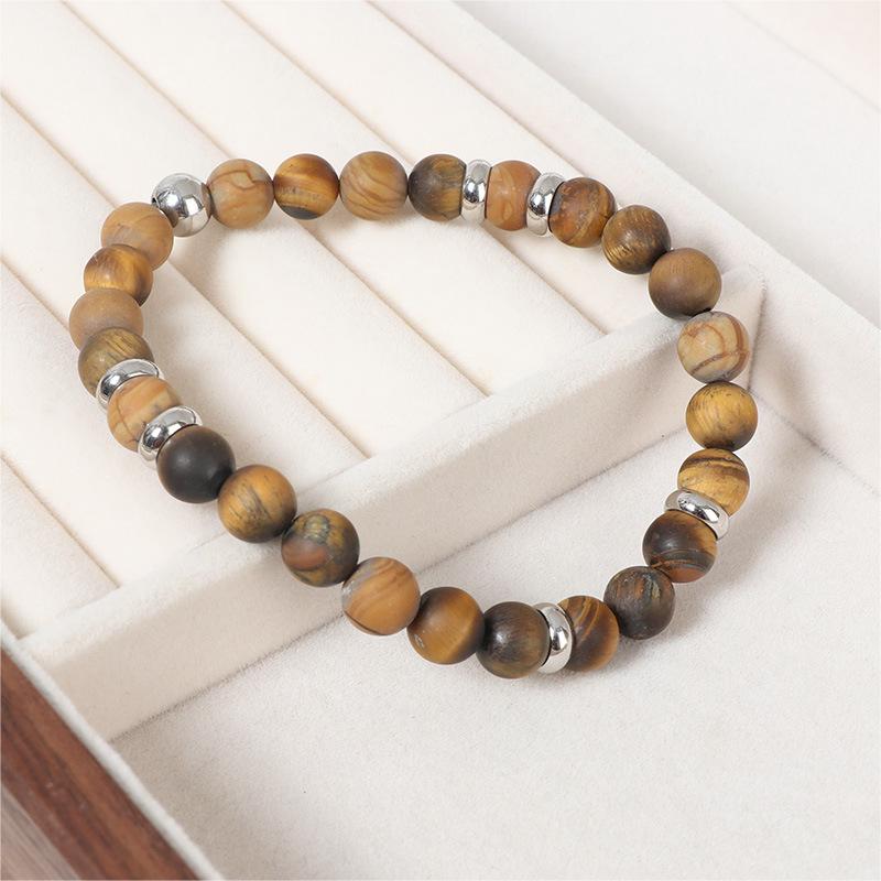 High-End Men's Tiger's Eye Stone Beaded Bracelet - European and American Fashion