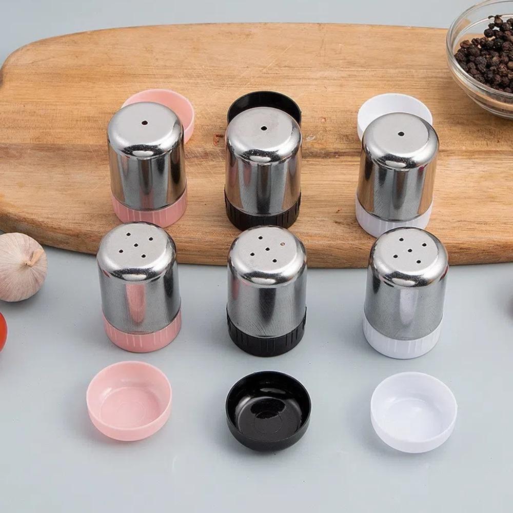 Stainless Steel Salt Shaker with Dust Cover Condiment Jar Mini Seasoning Bottle  Kitchen