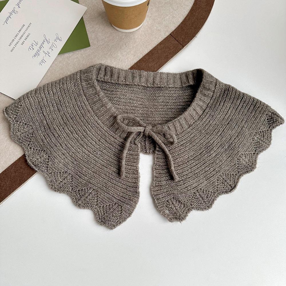 Solid Color Knitting Detachable Collar Laced Up False Collar Decoration Shirt Shawl Wrap
