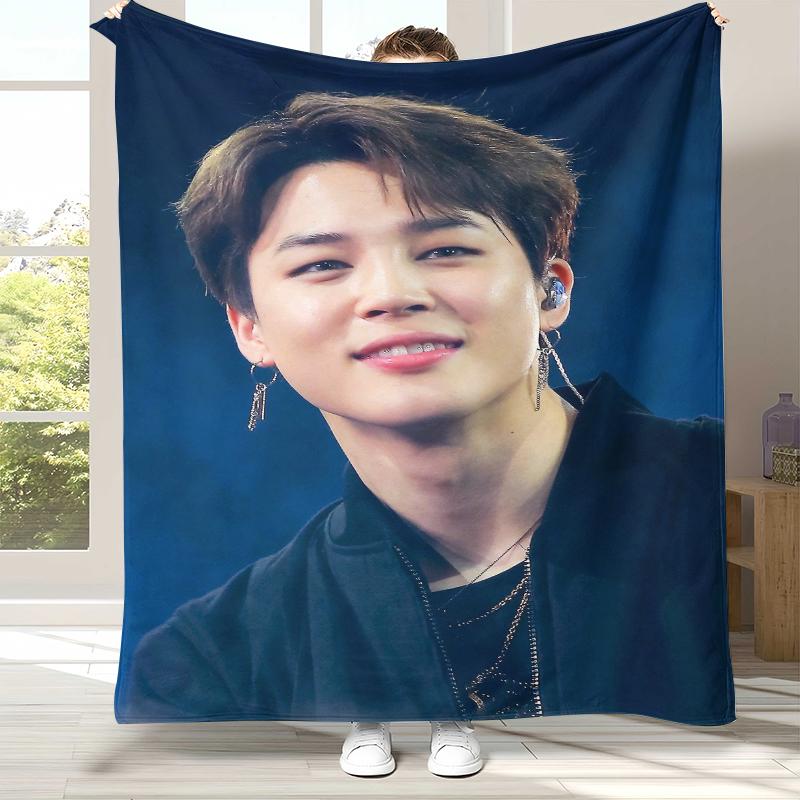 Jimin Kpop B-BTS Star Flannel Blanket,Ultra Soft Warm Plush Throw for Home Bedroom Bed Sofa Cover Office Camping Picnic Gift