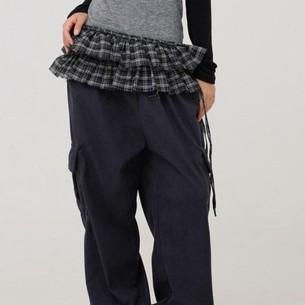 Sweet Layer Outfits Plaid Skirt Hip-hop Ruffled Edge Waistband  Jazz Dance Costumes Accessory