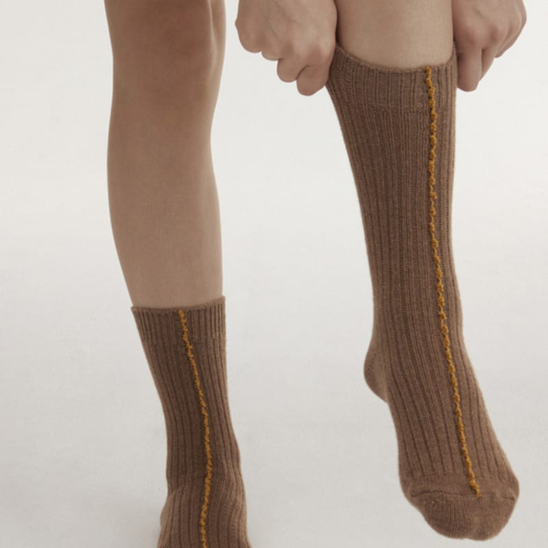 Zwischen A und B WOLL PICOT SOCKen_ELFENBEIN, HELLGRAU, BLAU, BRAUN