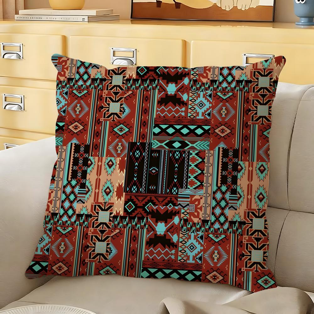 Tribal Indian Ethnic Pattern Cushion Cover Soft Durable Reversible Pillow Cover Home Car MultiScene Daily Comfort Pillowcase