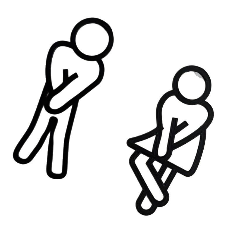 Home Decor Funny Bathroom Signs for Men Women Creative 2D Flat Restroom Door Restaurant Hotel Cafe Toilet Signage Wall Sticker