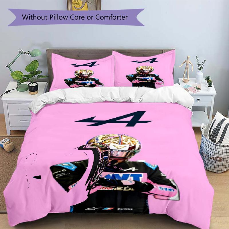 3pcs Duvet Cover Set (1*Duvet Cover + 2*Pillowcase, Without Core), BWT Alpine F1 Racing Team (3) Print Bedding Set, Bedroom Decor, All‑Season, Gift