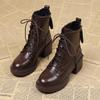 Martin Boots Autumn and Winter New Rear Zipper Platform Fashion Short Boots Show Small Thin Boots Leather Shoes