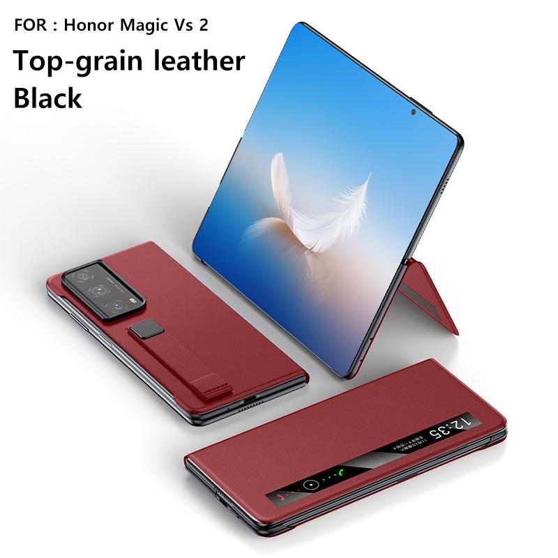 LANGSIDI Flip Phone Case for Honor Magic V2 VS2 V3 VS3 VS with fundas Wriststrap bracket Stand Leather Cover