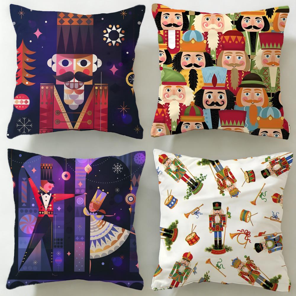 classic theme Nutcracker Soldier Cushion Cover Soft EasyWash Pillow Case Versatile for Couch Bed Travel and Office
