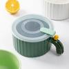 Cactus Ceramic Noodle Bowl with Lid Large Breakfast Cup for Students Office Workers Dormitory