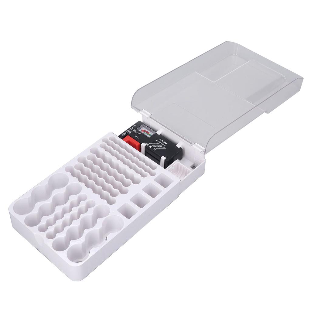 Battery Storage Box Soft Padding Battery Carrying Case with Capacity Test Instrument