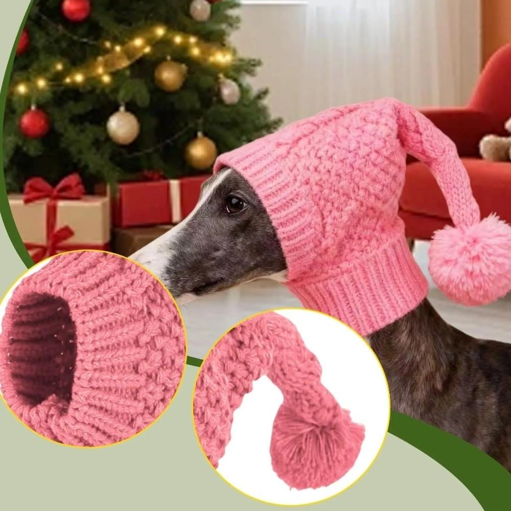 Fashion Stretchy Dog Knitted Hat Cozy Ears Cover Dog Headgear with Ball Warm Pet Head Wrap Cold Weather Walking