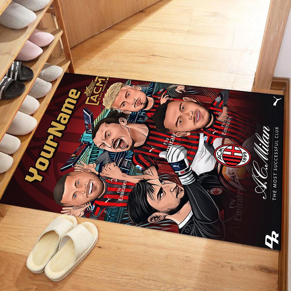 Ac Milan Customize Your Name Area Rug Suitable for Outdoor Hallway Dining Room Bedrooms Antislip Carpet Anime Office Decor Birthday/Christmas Gift