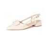 Button-toe Sandals Summer Thick-heeled French-style Pointed-toe Single Shoes