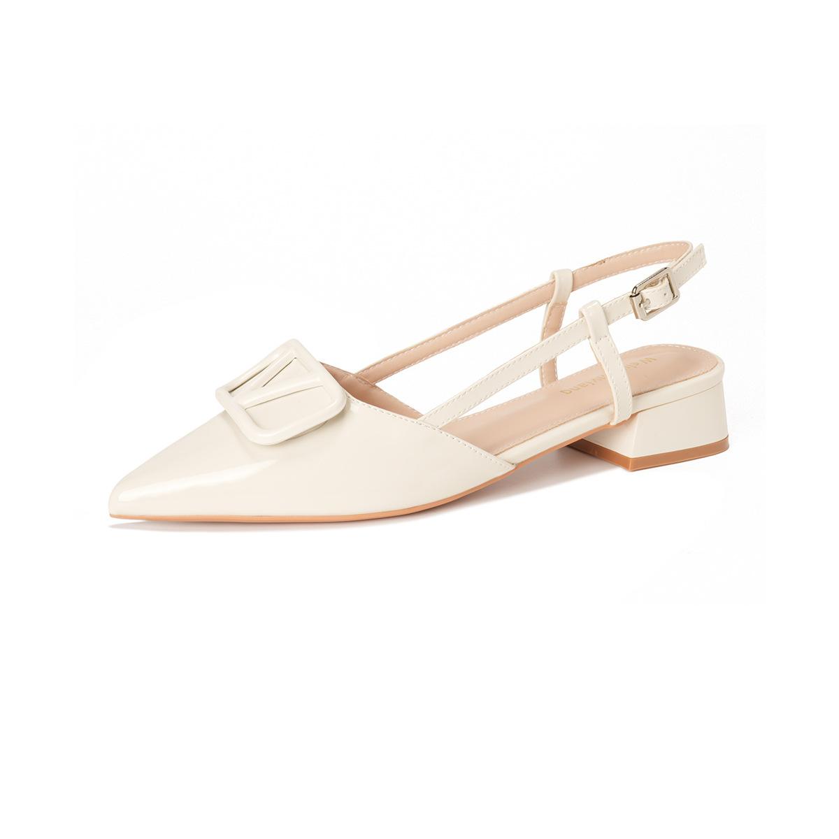 

Weiwei girls 6163-6V buckle bag head sandals women s back empty summer nude thick heel French temperament pointed head single shoes 42 бежевый