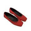 Extravagante Satin-Temperament quadratische Zehenpartie gekreuzte Riemchen vielseitige Ballerinas Frühling und Herbst vielseitige flache Schuhe