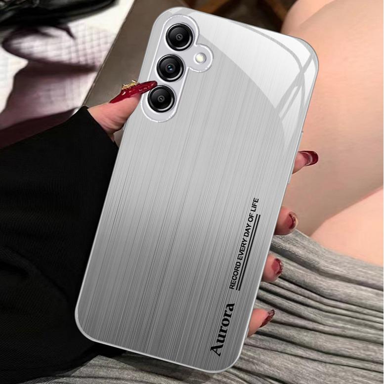 

Samsung A14 Metal Paint & A30 Glass Case with Aurora Strip & Brushed Texture S21 FE