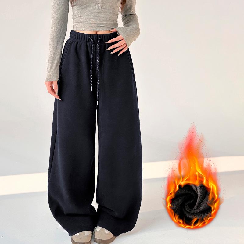 

Jialiang~Plus Velvet Faux Cashmere High-Waist Wide-Leg Casual Pants for Men and Women - Spring 2026 L