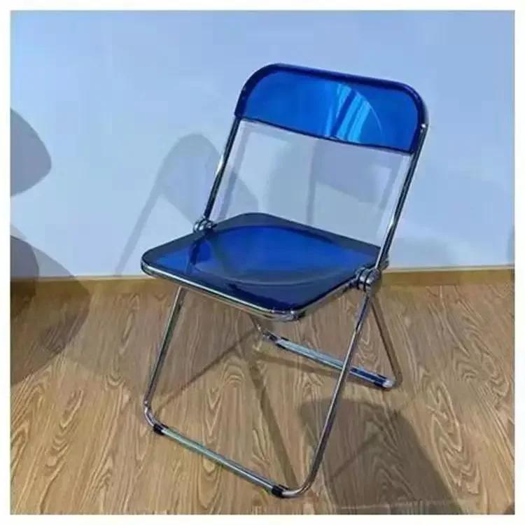 Transparent Chair Acrylic Fashion Chair Modern Milk Tea Dining Chair Stool Folding Restaurant  Balcony Furniture