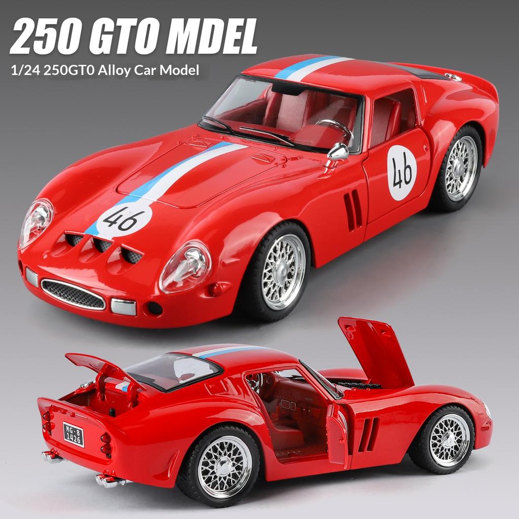 Maßstab 1/24 250-GTO Legierungsauto-Modell Simulation Sound und Licht Retro-Sportwagen Spielzeugauto Sammlergeschenk Schmuckstück