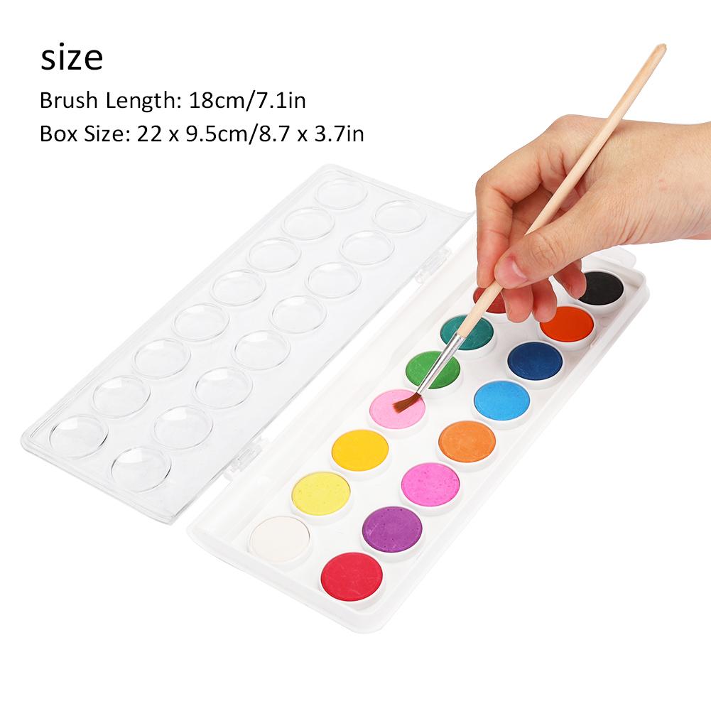 2 Schachteln 16 Farben Feste Aquarellfarbe Kompaktes Pigment mit Pinsel zum Üben Zeichnen Kunstbedarf