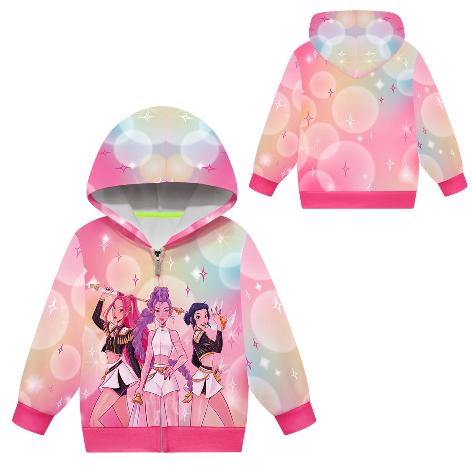 

Худи для девочек 3D Мультяшная куртка Толстовка Музыкальная на молнии с капюшоном с длинным рукавом Топы 140