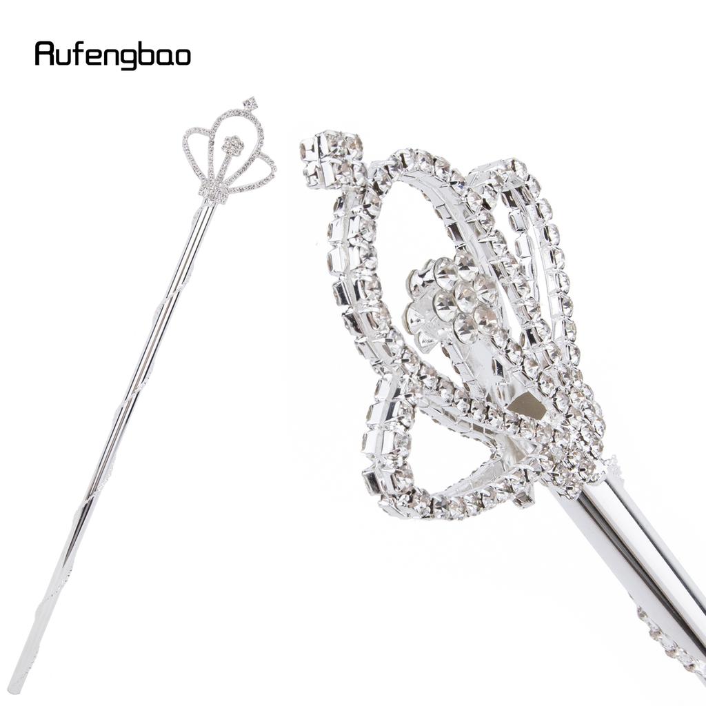 Corona in Lega di Diamante Bianco Bacchette Fatate Bacchette da Principessa per Bambina Bacchetta da Angelo per Bambini 47cm