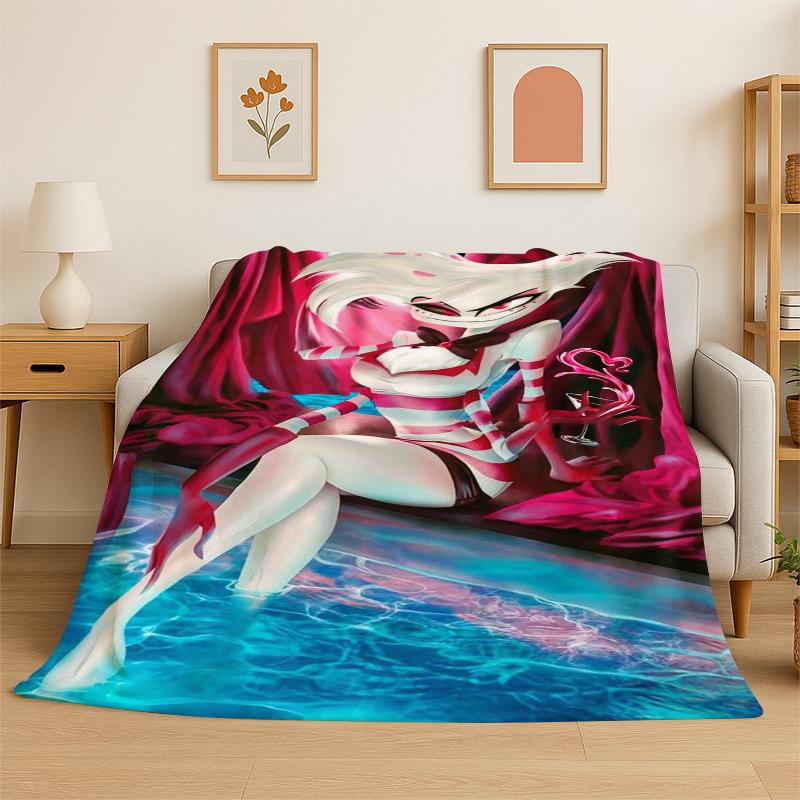 

3D Cartoon H-Hazbin Hotel Charlie Flannel Blanket Soft Warm Throw Blanket for Bedroom Living Room Bed Travel Camping Picnic 75x90cm