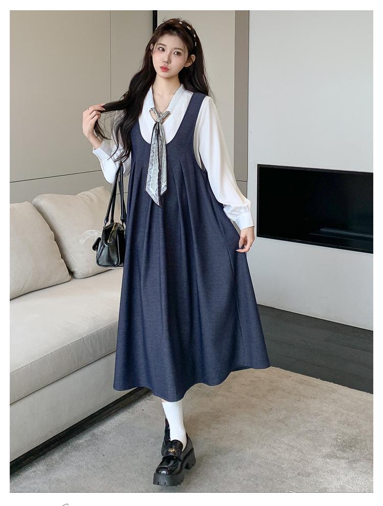Erhältlich: Frühling 2026 Neuer Stil Band Mutterschaftshemd & Weste Kleid Set