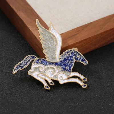 Yousheng Brooch Pin Horse Design Enamel Pin with Imitation Crystals Enamel Faux Pearls Fairy Tale Brooch Artistic Accessories