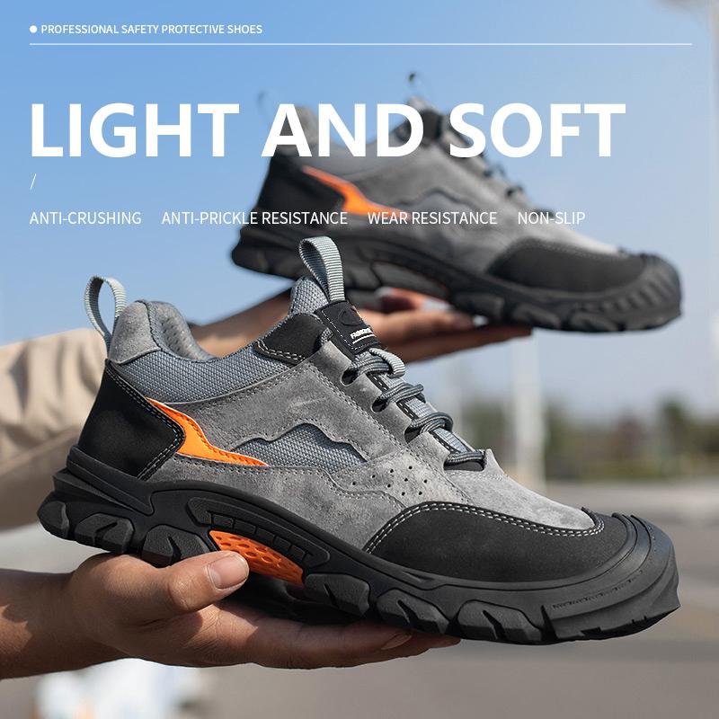 Steel Toe Men's Safety Shoes Puncture Resistant Work Shoes Men's Protective Shoes Wear-Resistant Sole Work Boots Tactical Boots