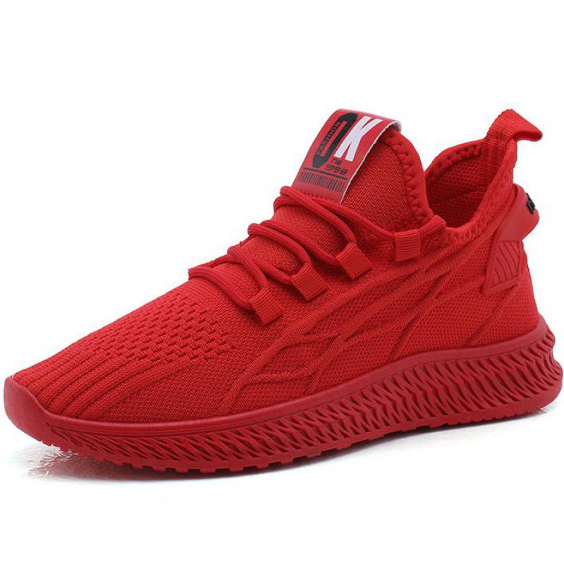 Red Mesh Casual Shoes Breathable Knitted Sneakers for Women Tennis Ladies Flat Sneakers Spring Lightweight Running Sports Shoes
