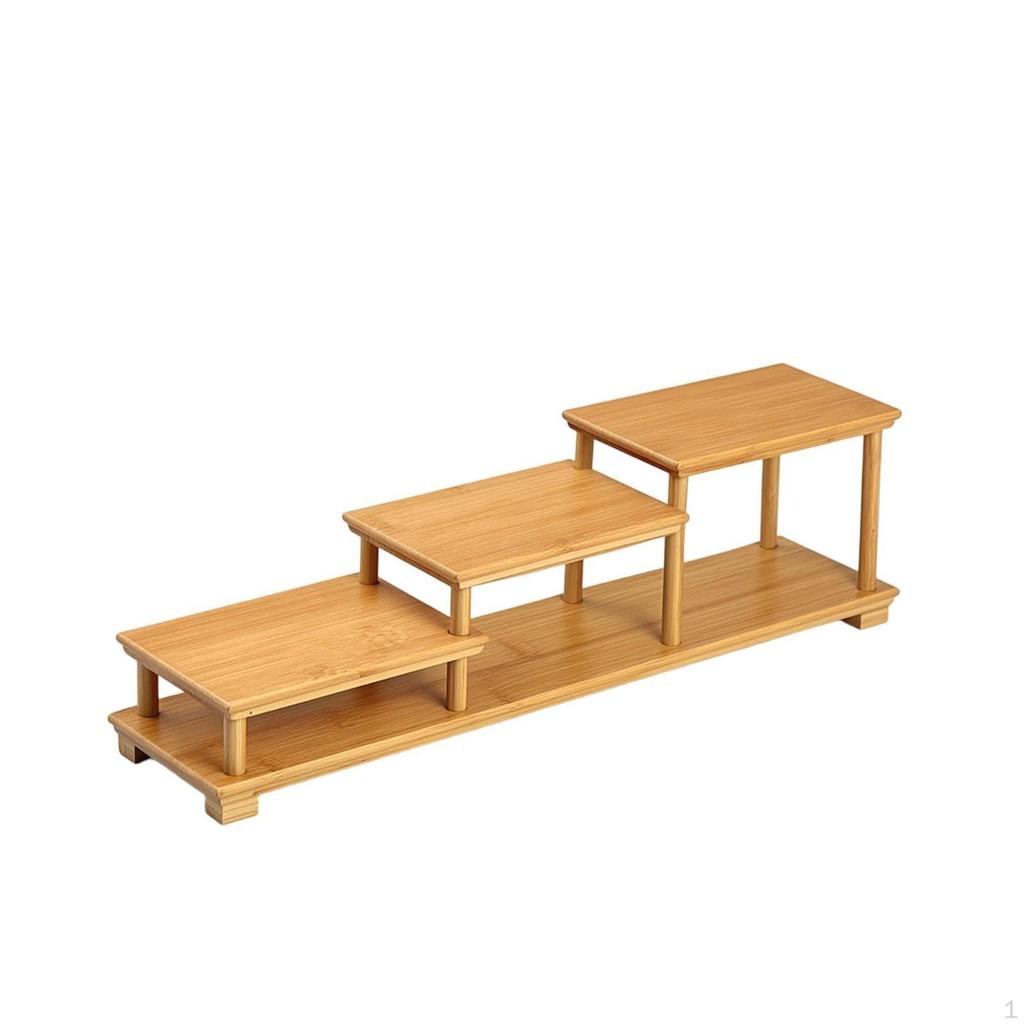 Bamboo Display Shelf Color Tiered Decorative Rack Compact with Tiers for Tea