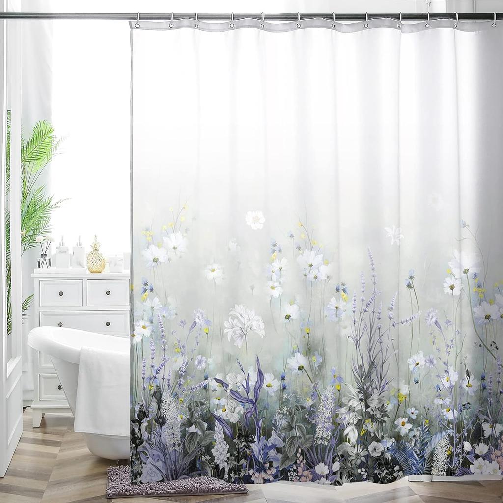 Bohemian Flower Bathroom Curtain Colorful Boho Floral Print Beautiful Bright Polyester Fabric Cloth Shower Curtain for Bathroom