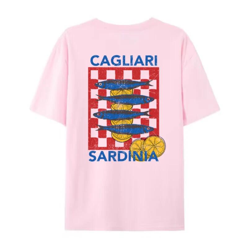 Sardine Italian Seafood Printed T-Shirt Oversized Vintage Streetwear Graphic Tees Cute Foodie Shirt Women Grunge Aesthetic Tops