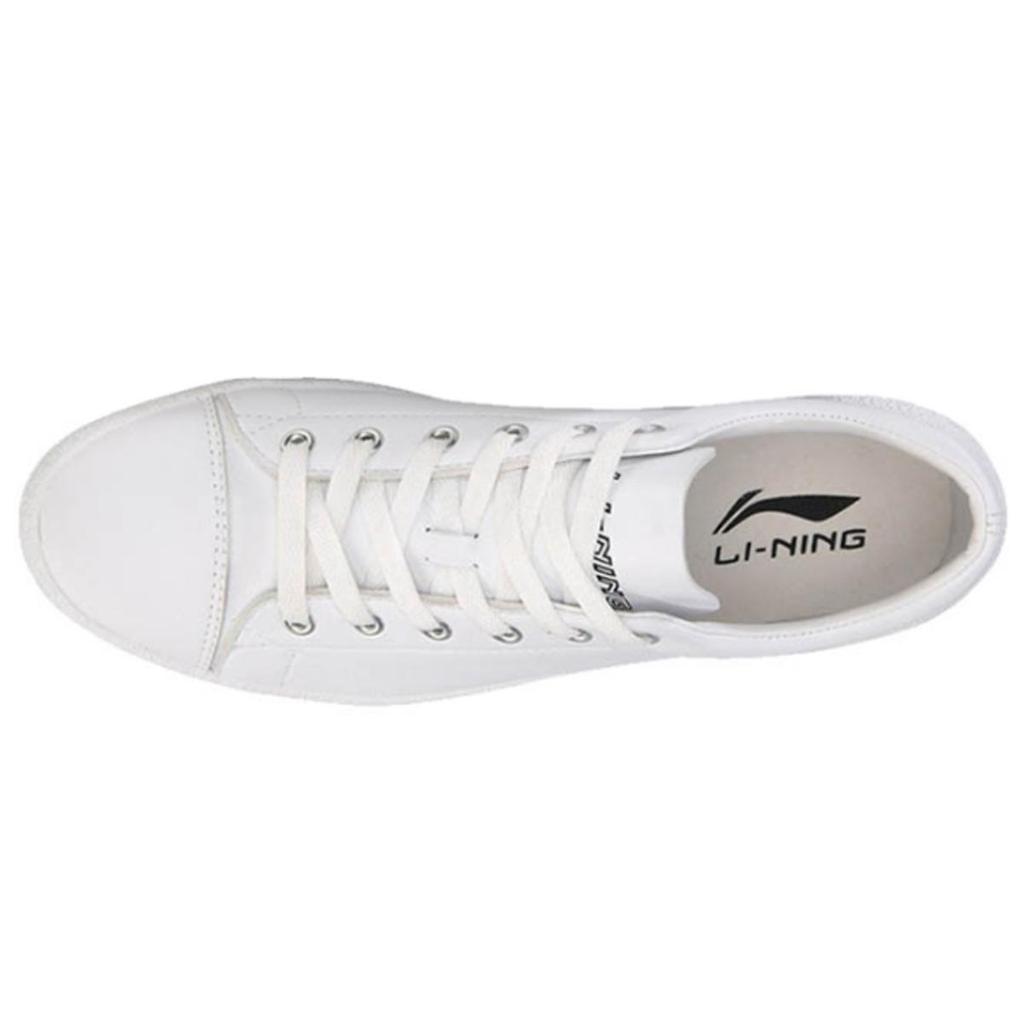 Li Ning Synthetic Leather Fashion Wear Resistant And Lightweight Low Top Skateboard Shoes Men's White AGCP055-2