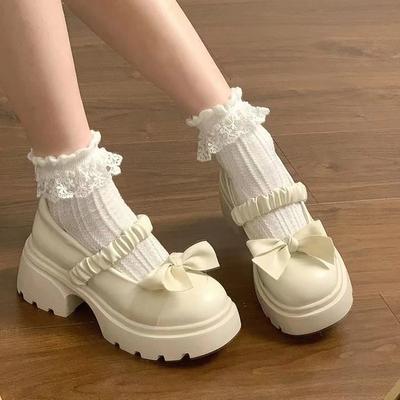 2025 Geschlossene Schuhe für Damen Lässig Schleife Klobiger Absatz Slipper – Stilvolle Jane Schuhe für Röcke