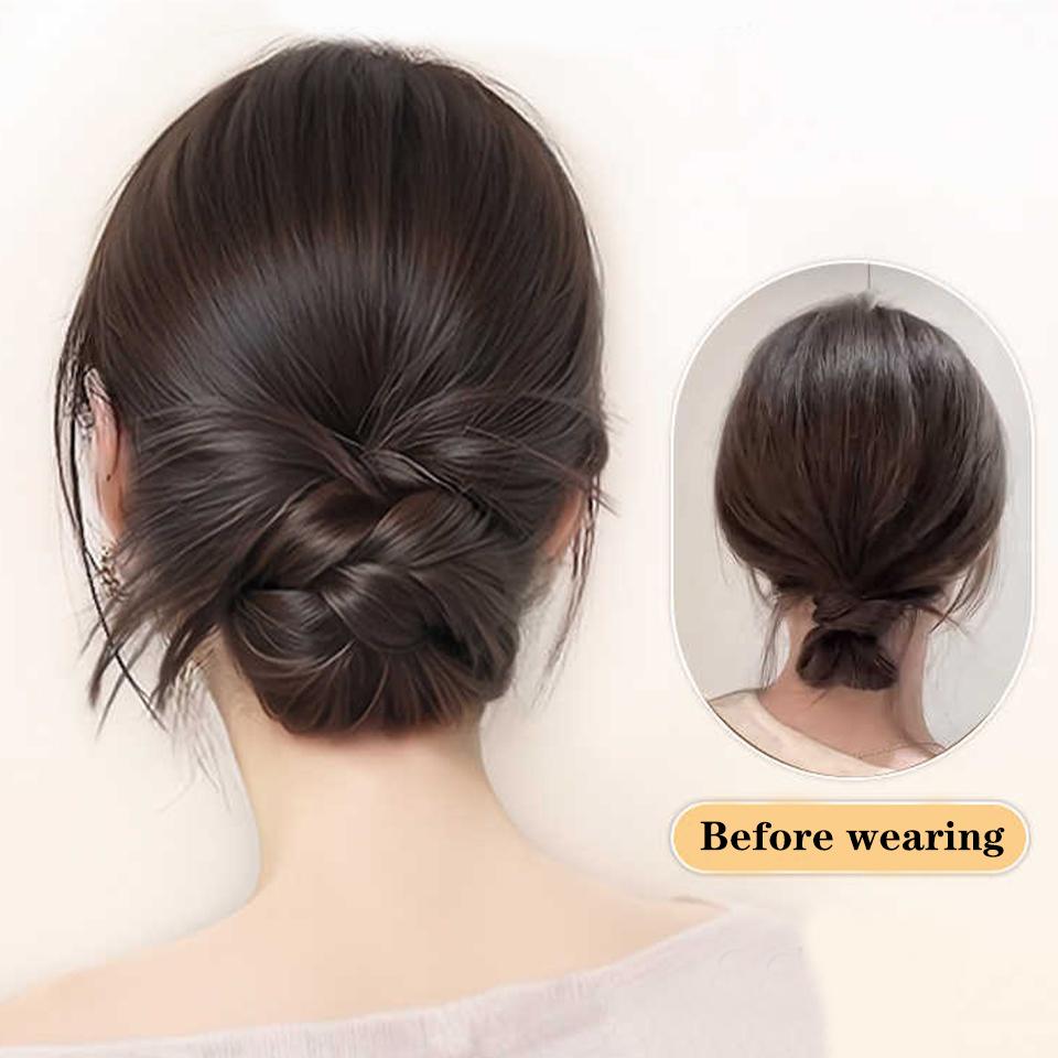 Lockiger Zopf für Mädchen, Chignon, synthetischer Haarring zum Einclipsen, zum Aufwickeln, unordentlicher Dutt, Pferdeschwanz, glattes Haargummi, flauschiges falsches Haarteil