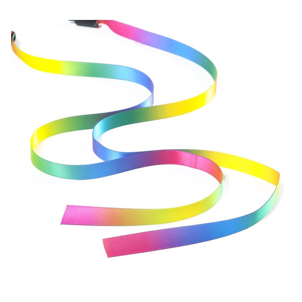 Rainbow Ribbon Cat Teaser Wand - Seven-Color Satin Strip Toy