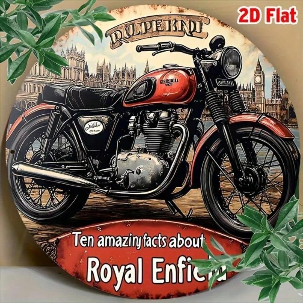 Plaque murale décorative vintage en métal rouge, motif vélo. Style classique et iconique. Aluminium durable, 20 x 20 cm.