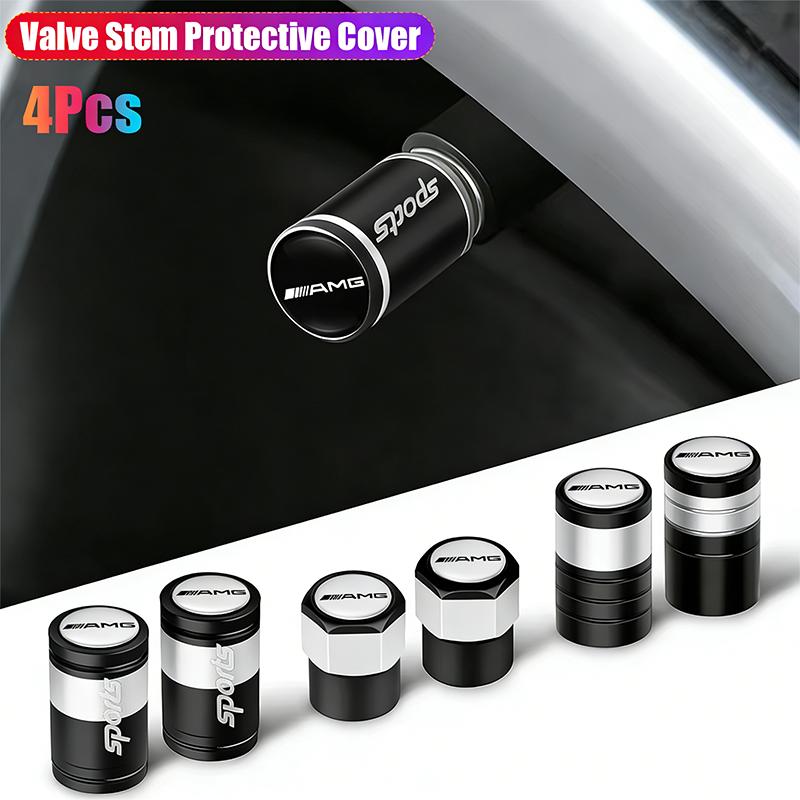 CTEJP1 4Pcs 3D Car Wheel Tire Valve Caps Protection Cover Stickers For Mercedes Benz AMG A B C E G CLA GLA W211 W214 W205 W203 W204W206