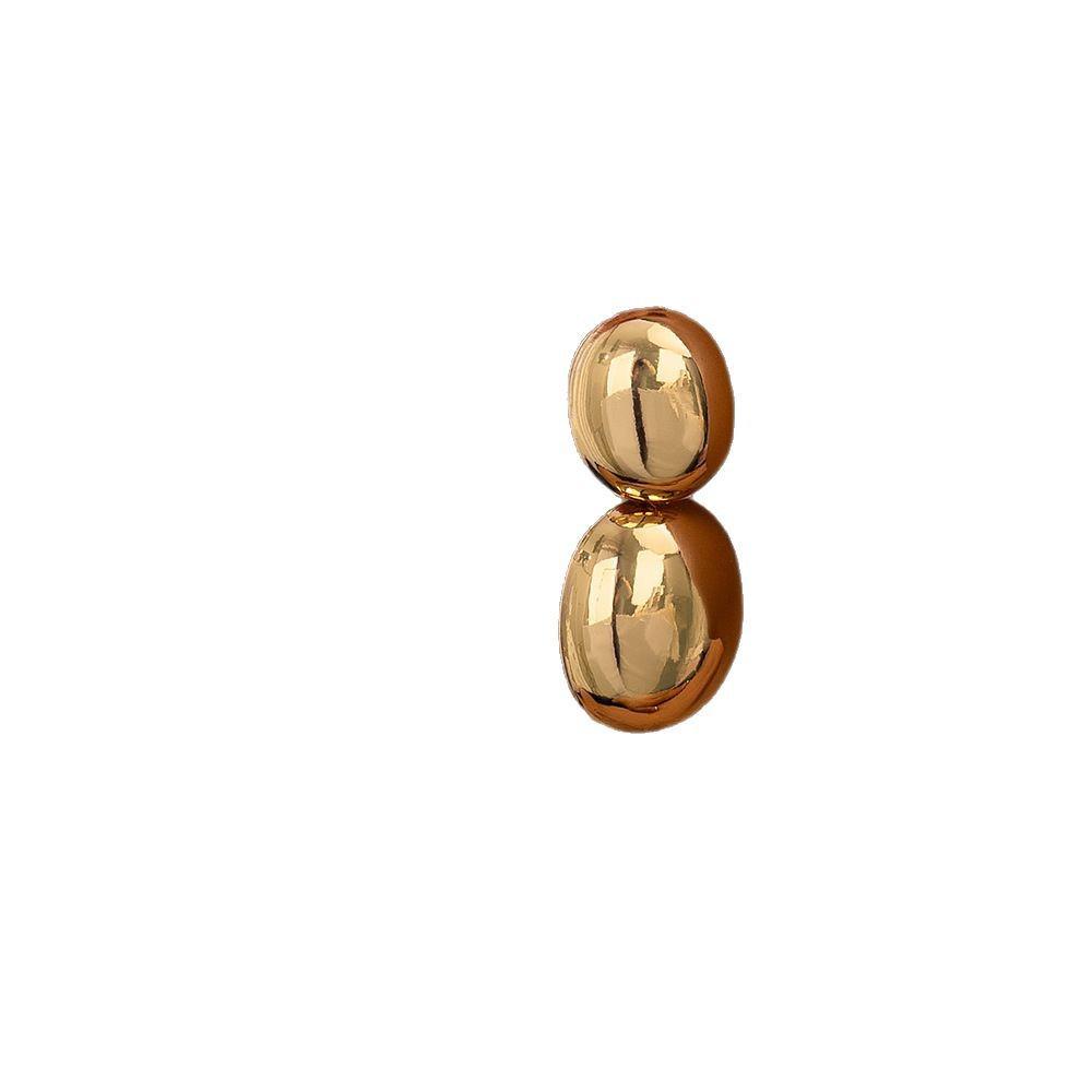 Silver Needle Exaggerated Geometric Oval Drop Earrings - Minimalist Metal Style with Light Surface Finish