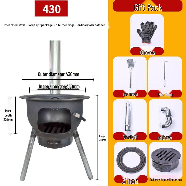 Portable Outdoor Firewood Stove with Threaded Round Legs - New Model