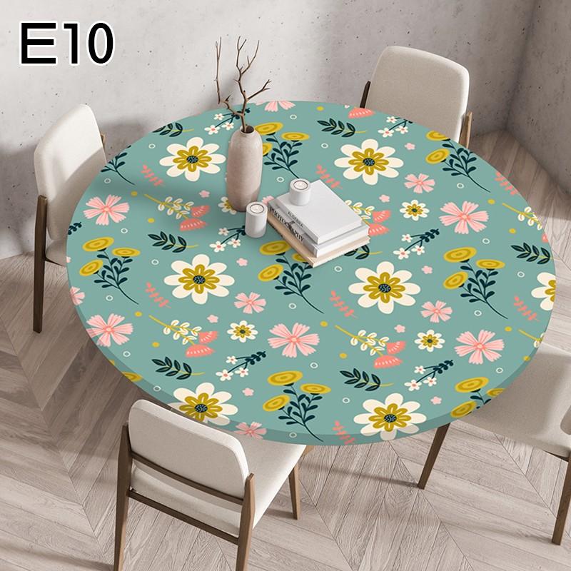 1PC Waterproof Floral Tablecloth Round Fitted Elastic Edged Tablecloth Picnic Table Cover Farmhouse Decorations Picnic Kitchen