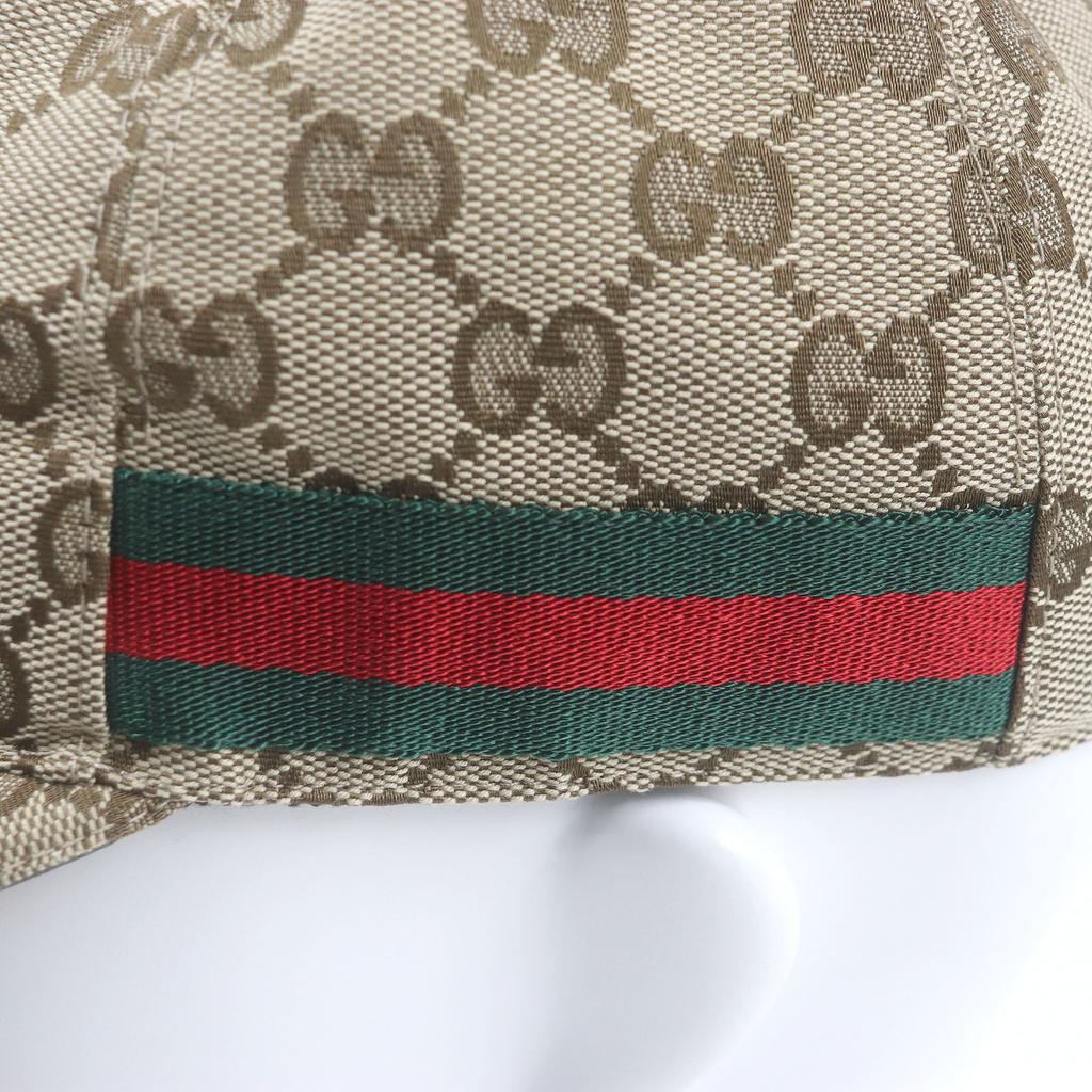 Excellent GUCCI Cap GG Canvas Web Line Baseball Beige Polyester Mens 200035 Used